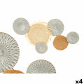 Decoração de Parede 23SMB1537 Castanho Cinzento Metal 76,8 x 4,4 x 50,2 cm (4 Unidades)