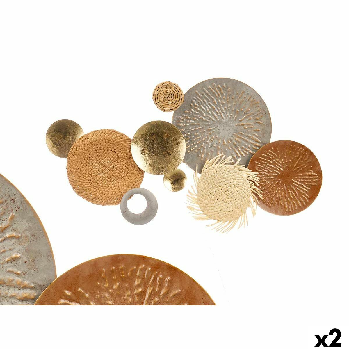 Wall Decor 23SMA0041 Brown Gray Metallic Paper Natural Fiber 90.2 x 5.7 x 47 cm (2 Units)