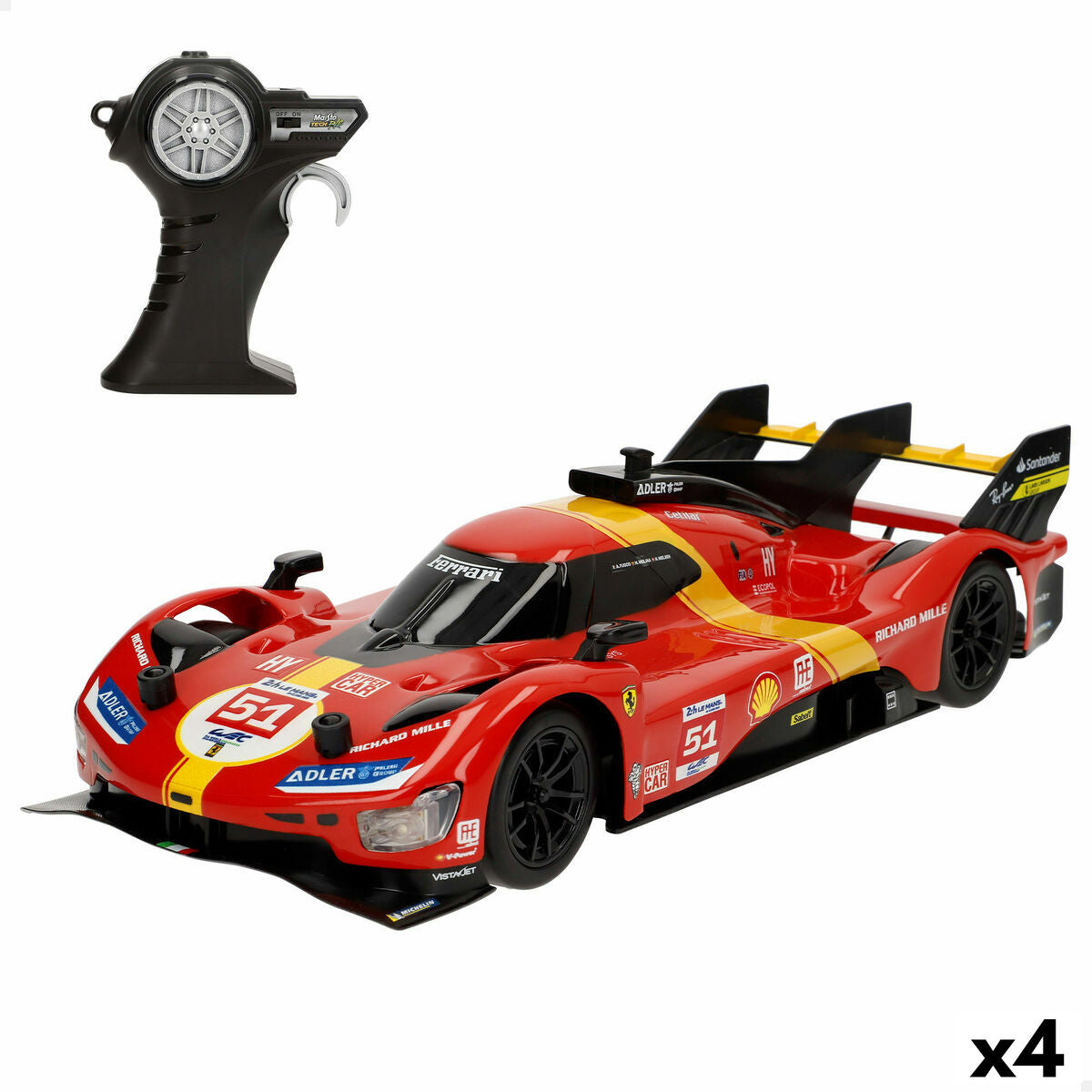 Carro Rádio Controlo Ferrari 32 x 7 x 13 cm (4 Unidades)