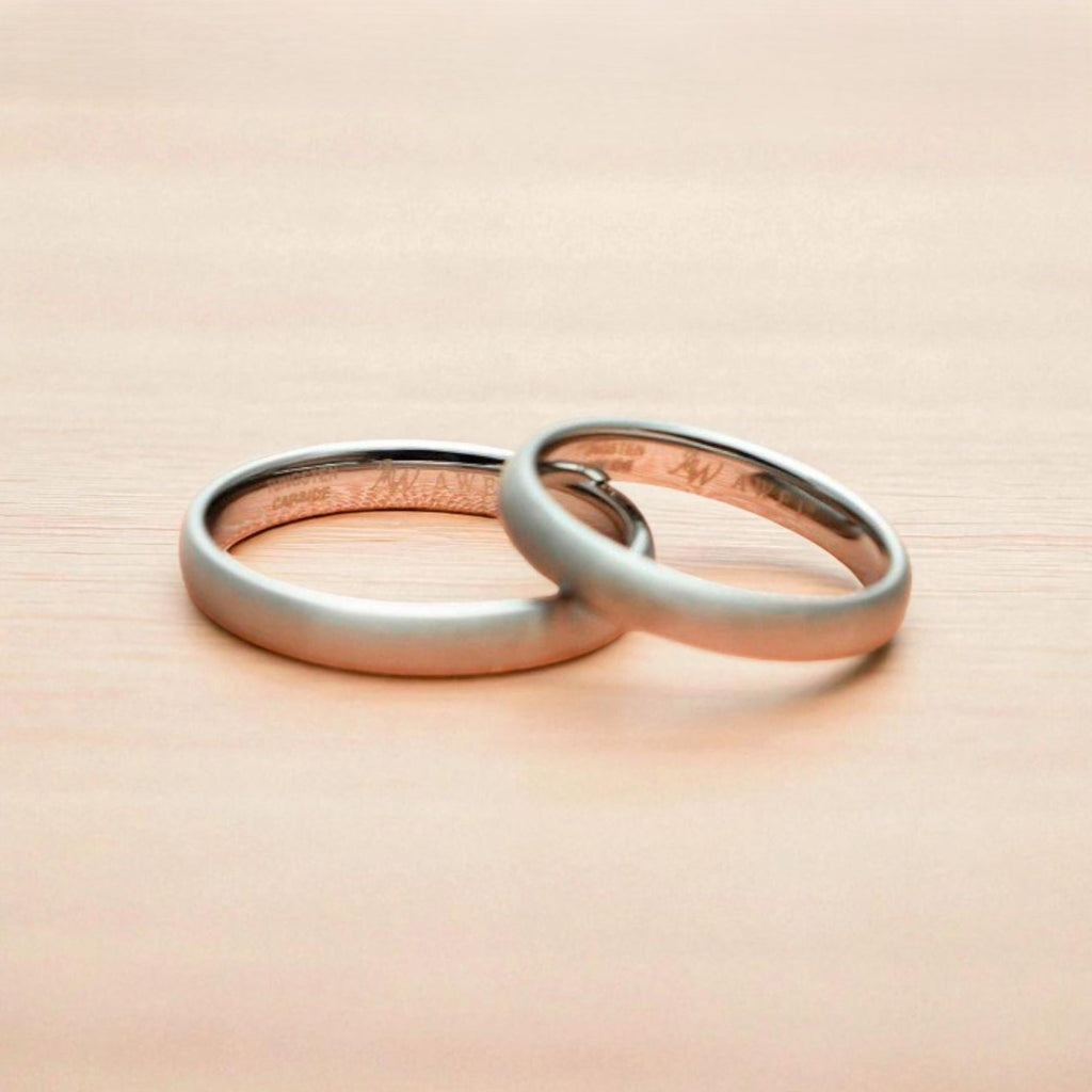 Anillo de pareja de acero de tungsteno cepillado