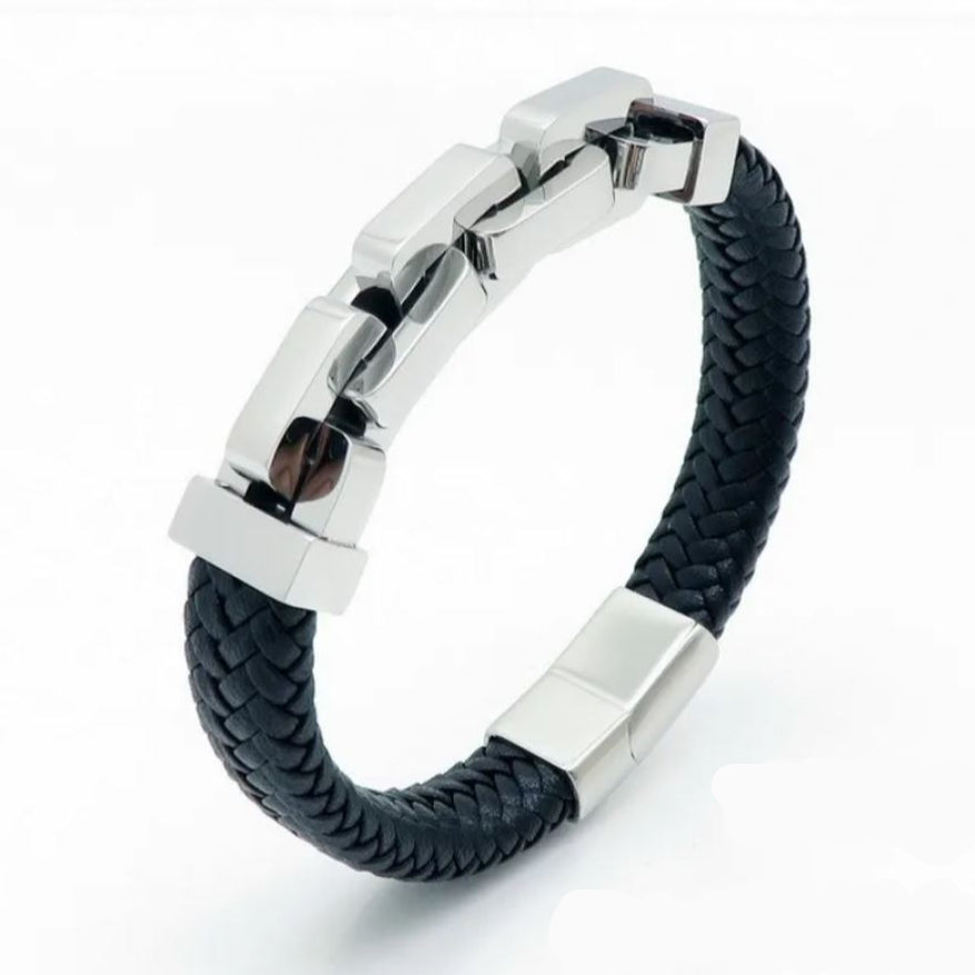Leather and Titanium Steel Bracelet