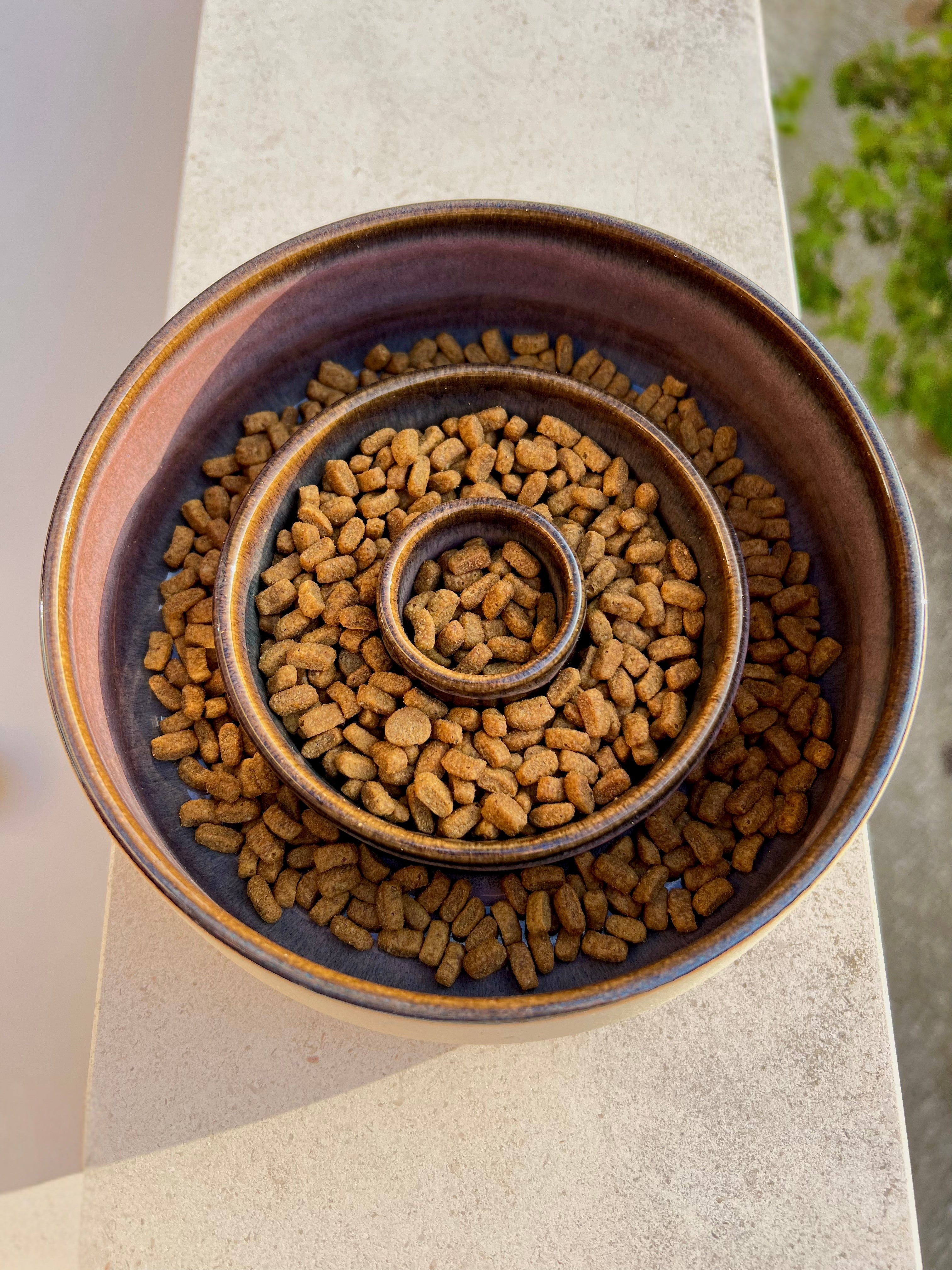 Slow Feed Ceramic Bowl "Pink Bloom"