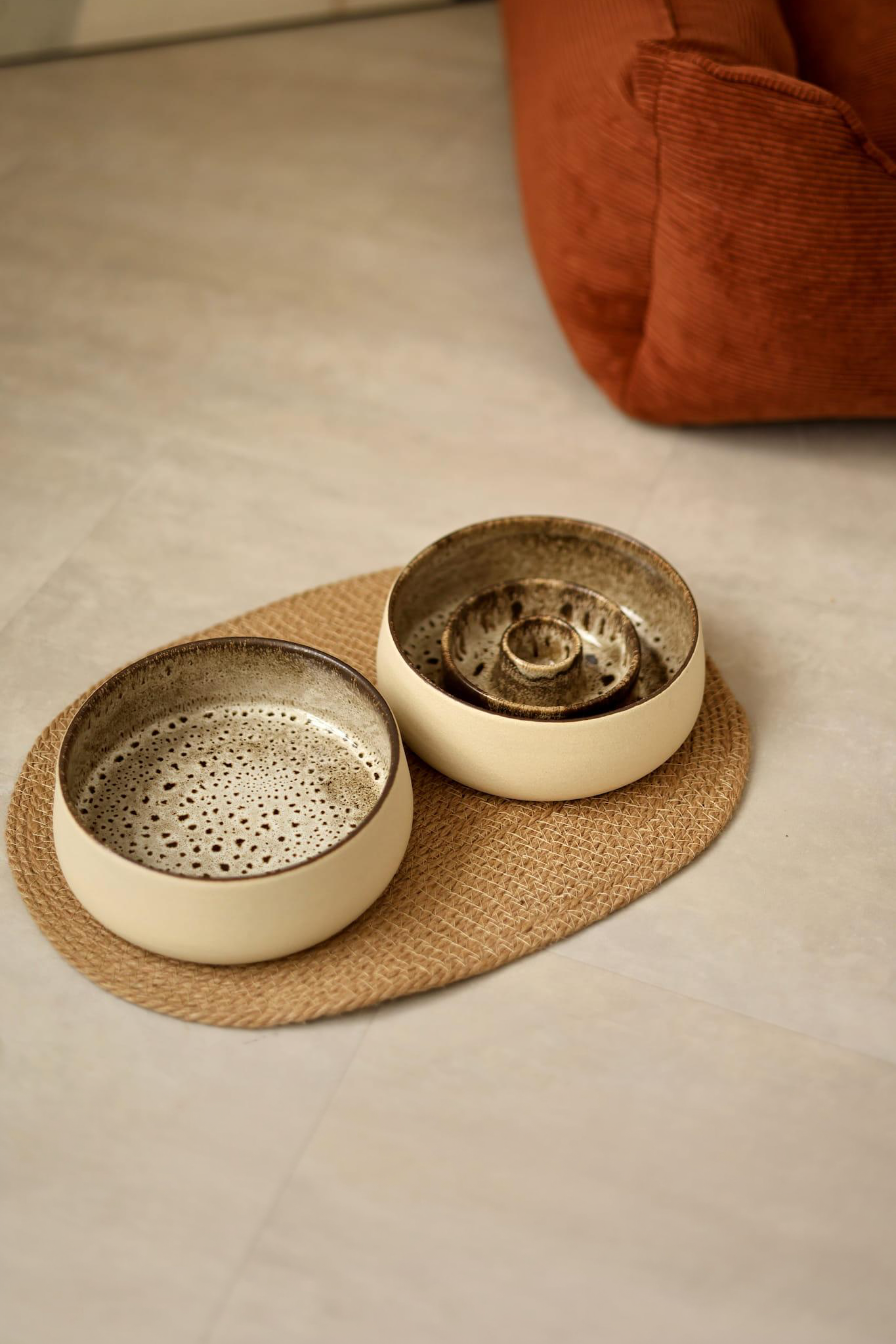 Slow feeder Handcrafted Ceramic Pet Bowl "Terra"