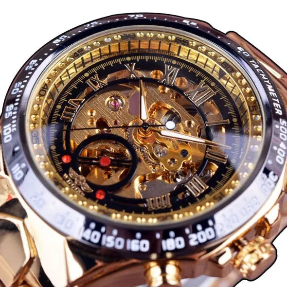 Men's gold mechanical watch