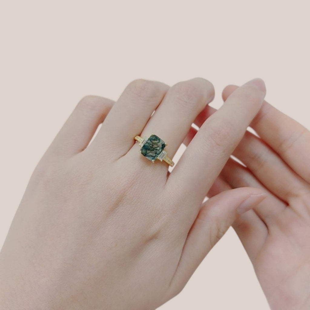 Anel Ágata Verde Musgo