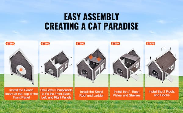 Premium Cedar Outdoor Cat House (22" x 30") – Weatherproof Wooden Feral Cat Shelter for Multiple Cats | Insulated, Raised Design, Escape Door & Asphalt Roof