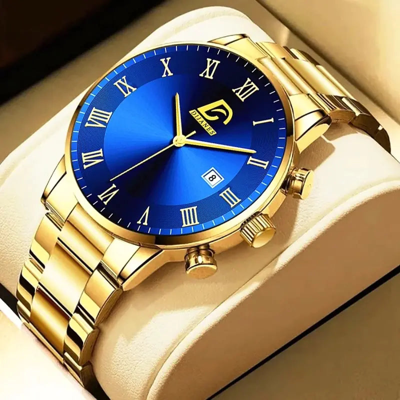 Gold and Blue Men's Watch
